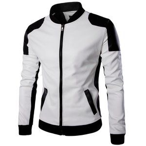 top quality fashion men white leather jackets